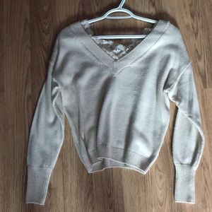 Lace neck sweater